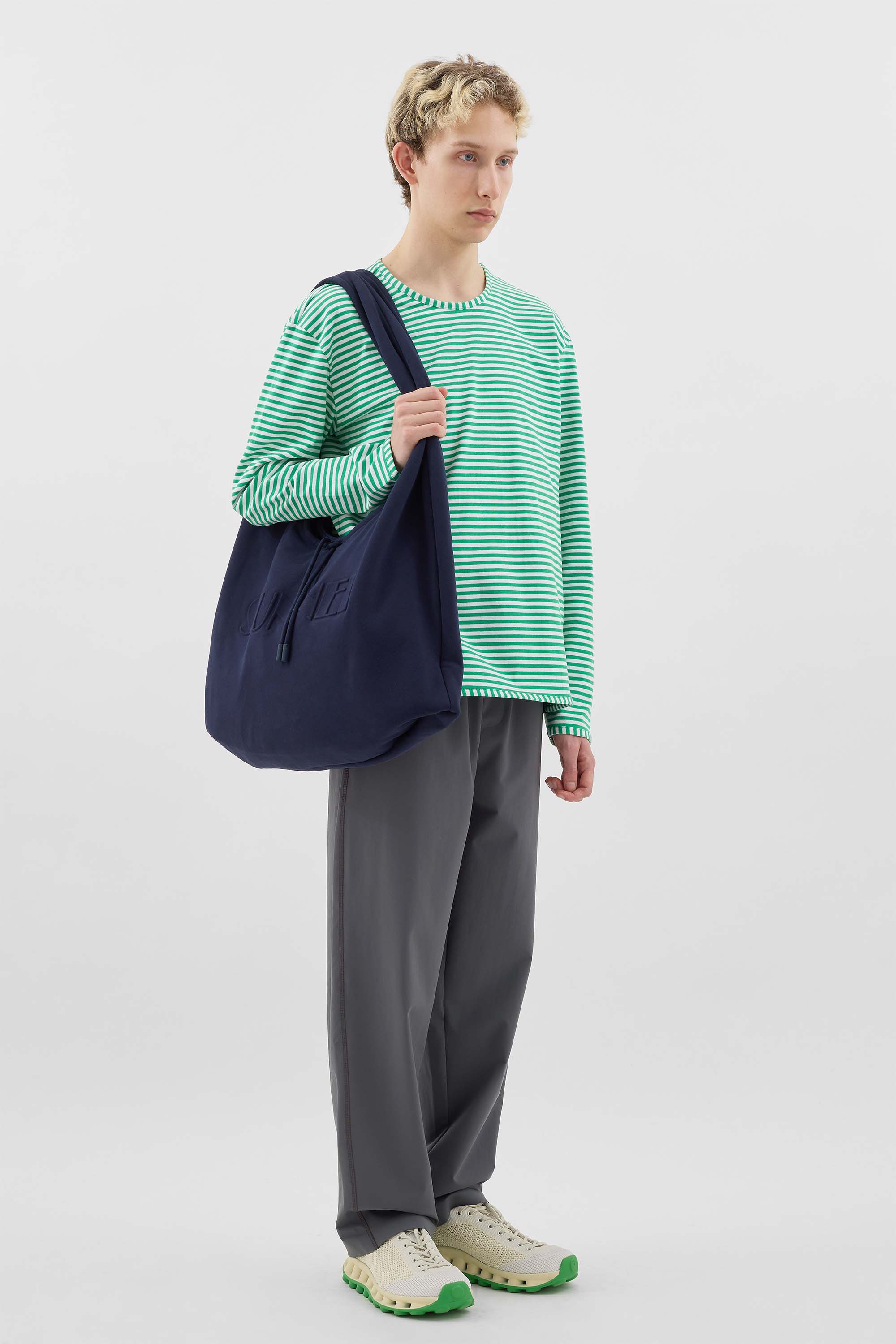 CLASSIC LONGSLEEVE / off white & bright green stripes - Image 3