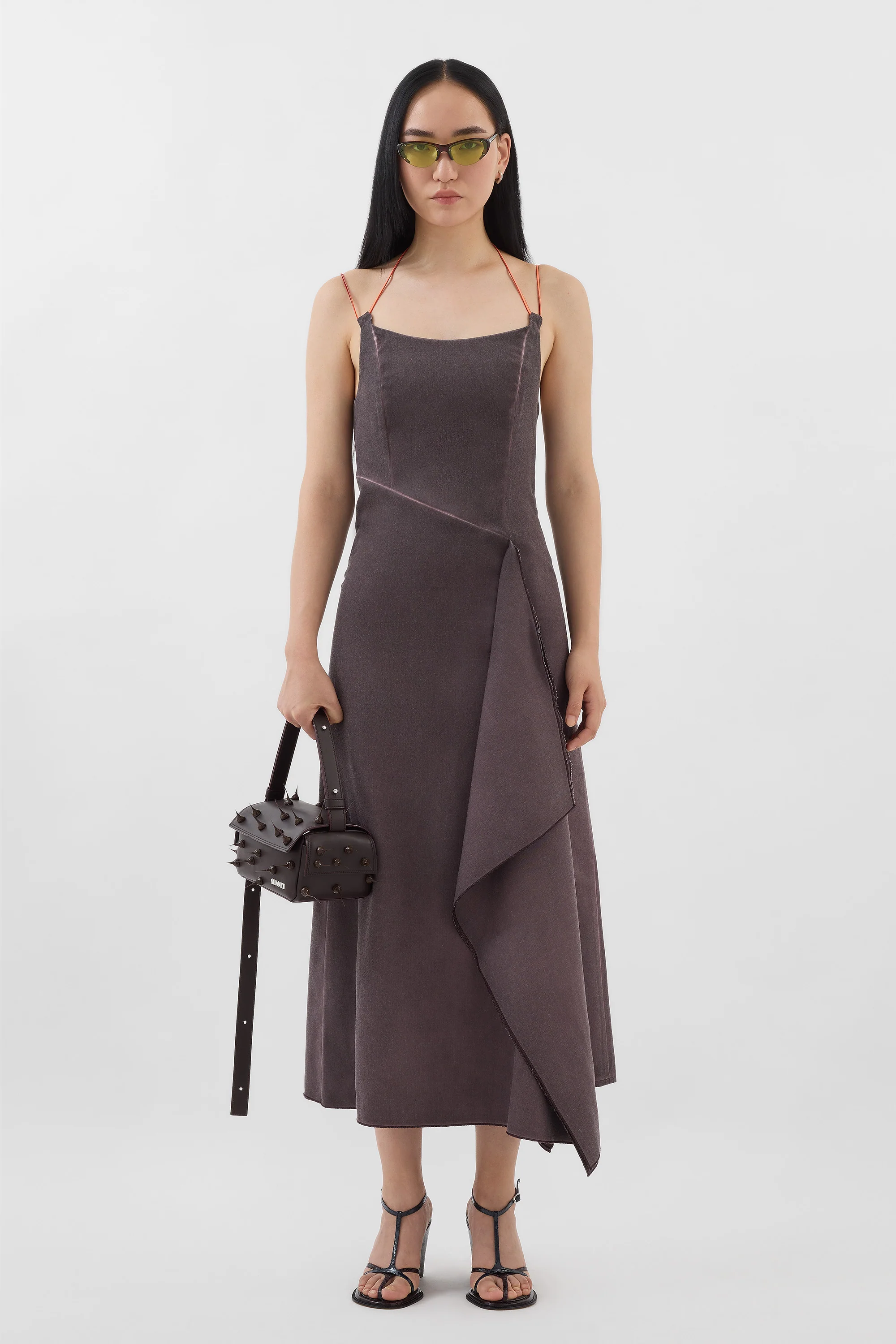 DRAPED DRESS / plum - Image 3