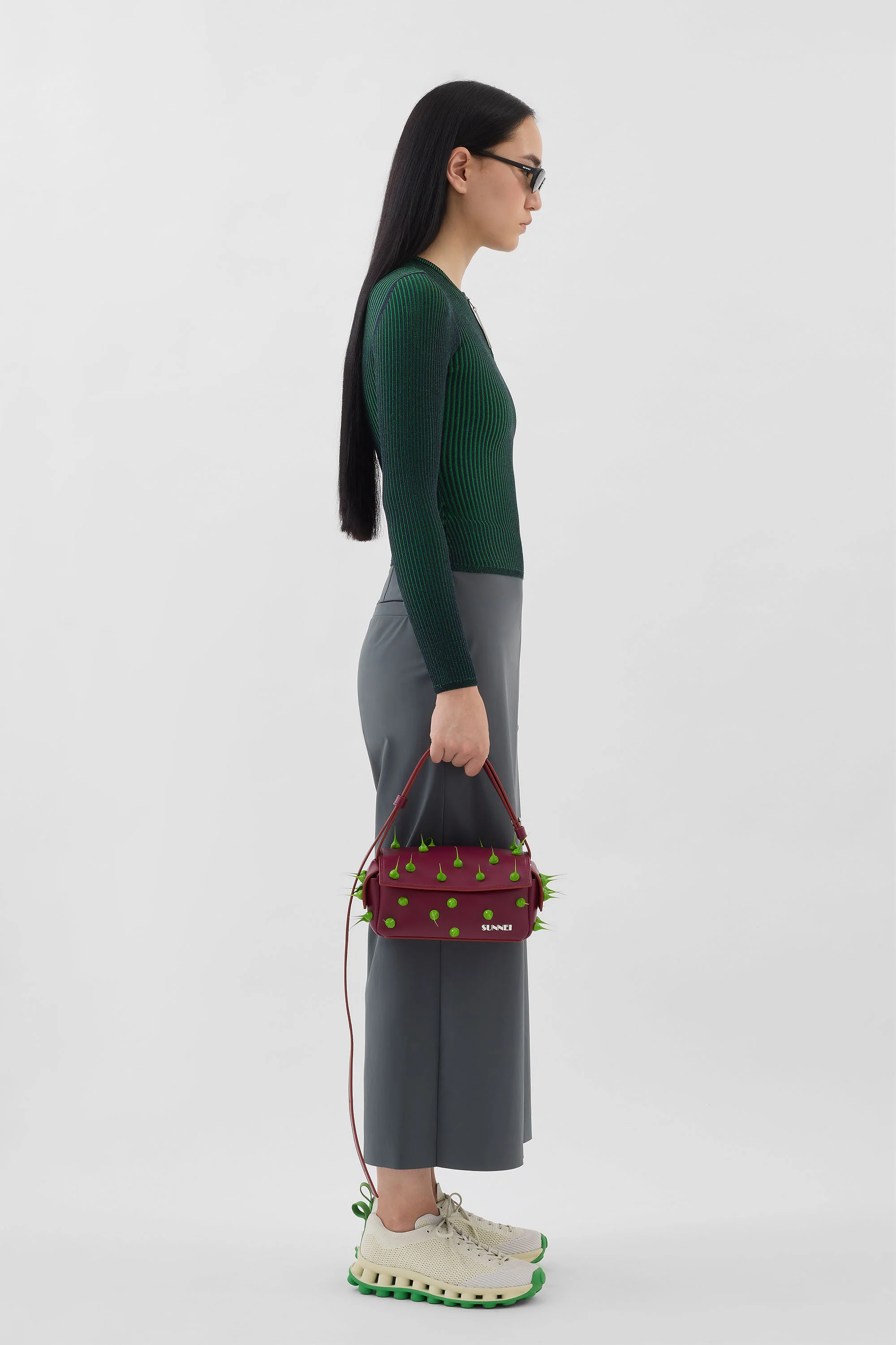 FITTED TOP W ZIP / dark blue & electric green - Image 5