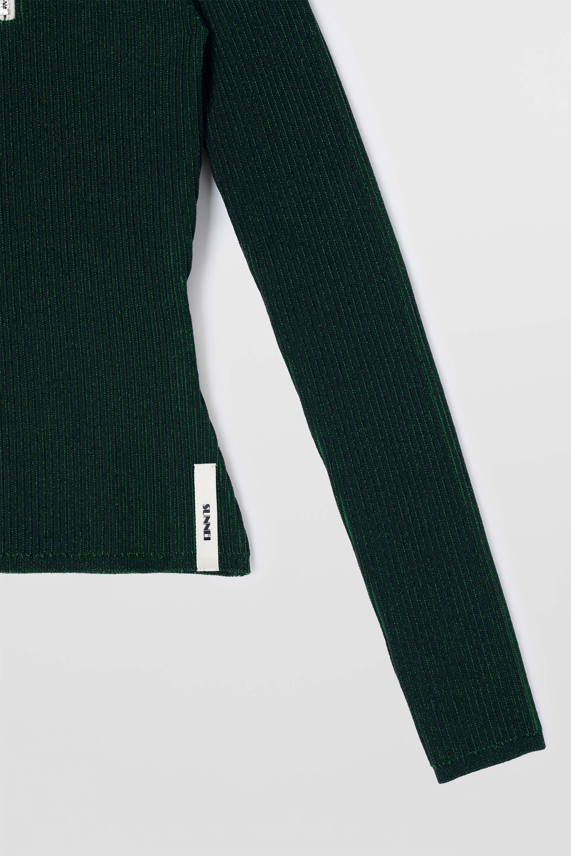 FITTED TOP W ZIP / dark blue & electric green - Image 6