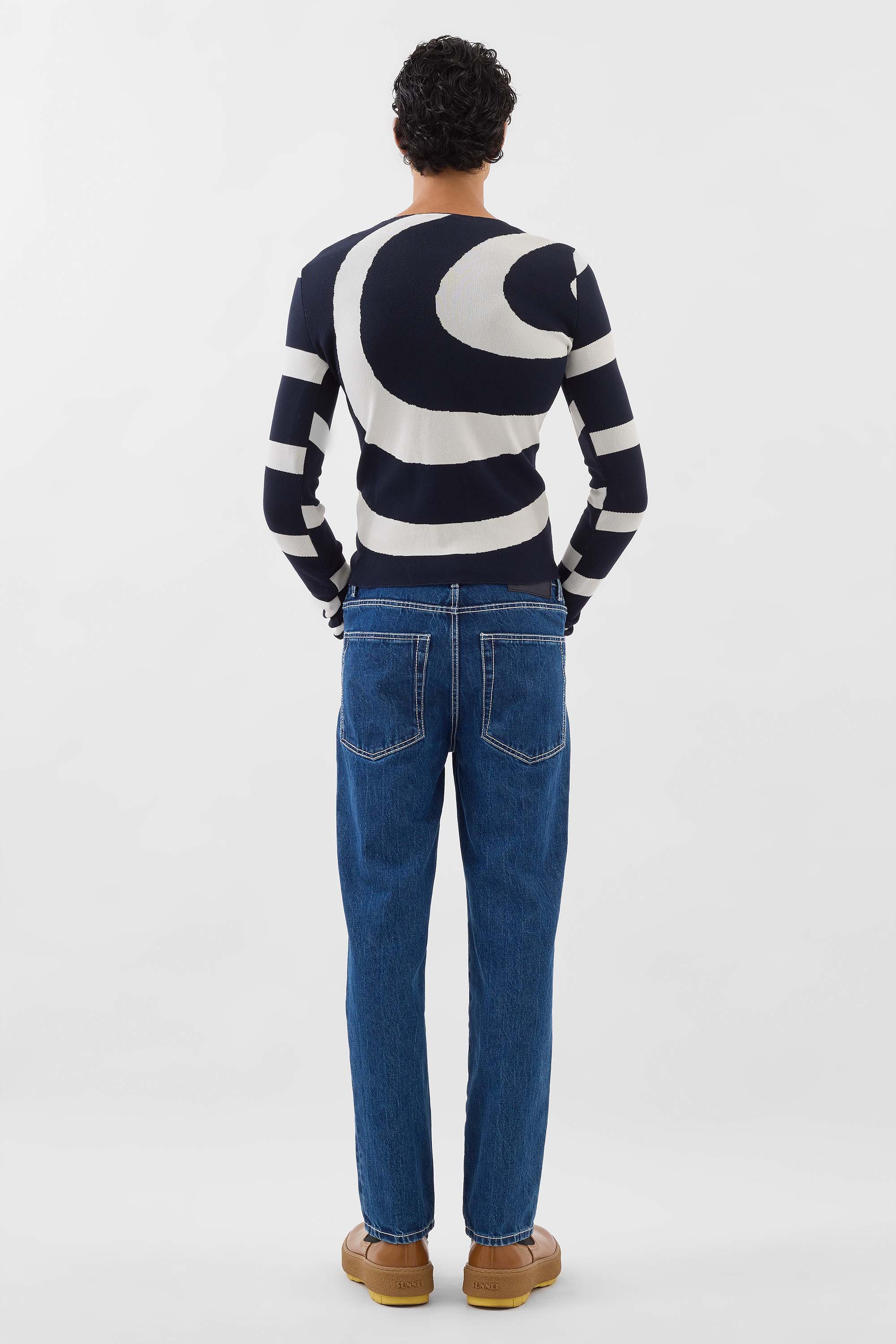 FITTED TOP W ZIP SPIRAL / dark blue & off white - Image 5