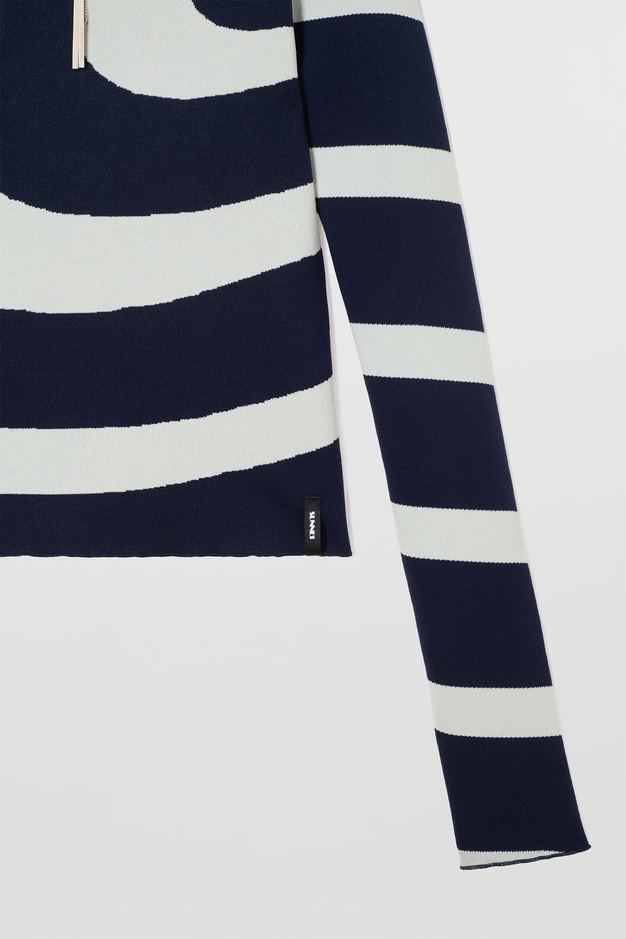 FITTED TOP W ZIP SPIRAL / dark blue & off white - Image 9