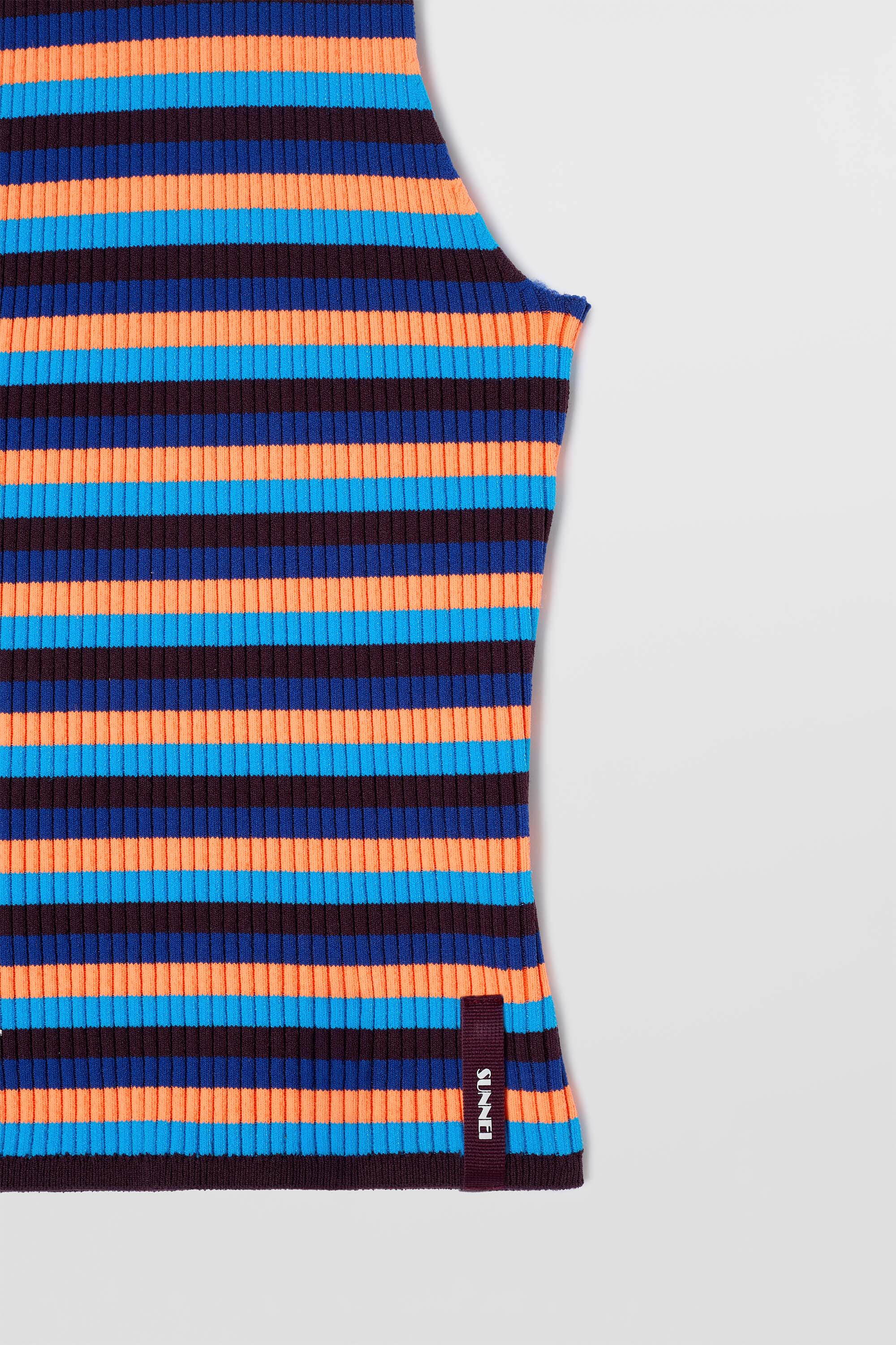 HIGHNECK KNIT TANK TOP / azure stripes - Image 4