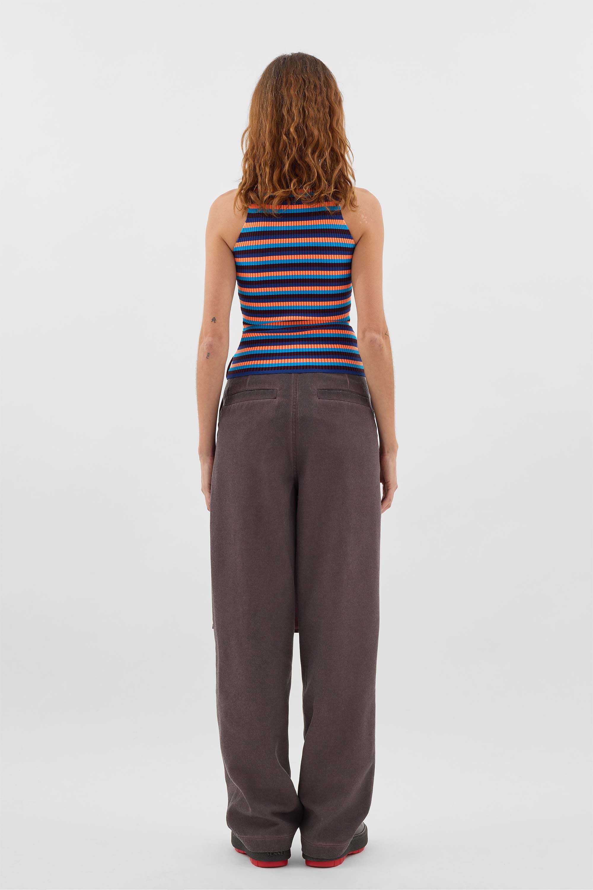 HIGHNECK KNIT TANK TOP / azure stripes - Image 5