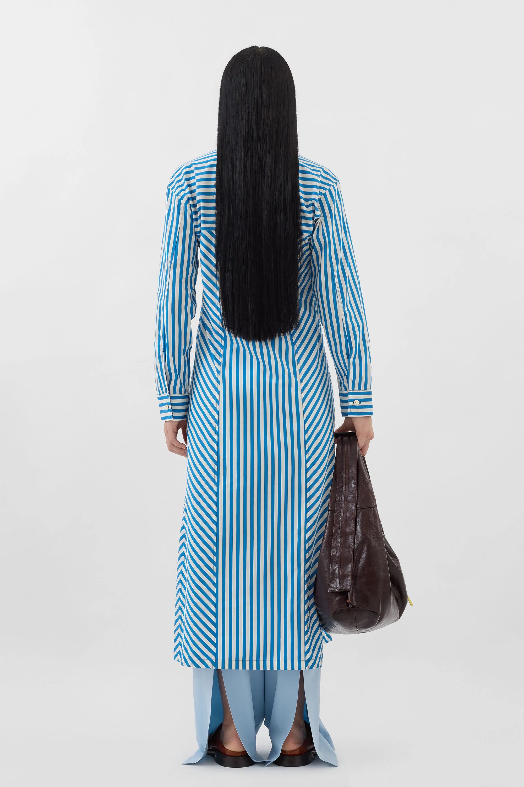 SHIRT DRESS / bluette & off white stripes - Image 3
