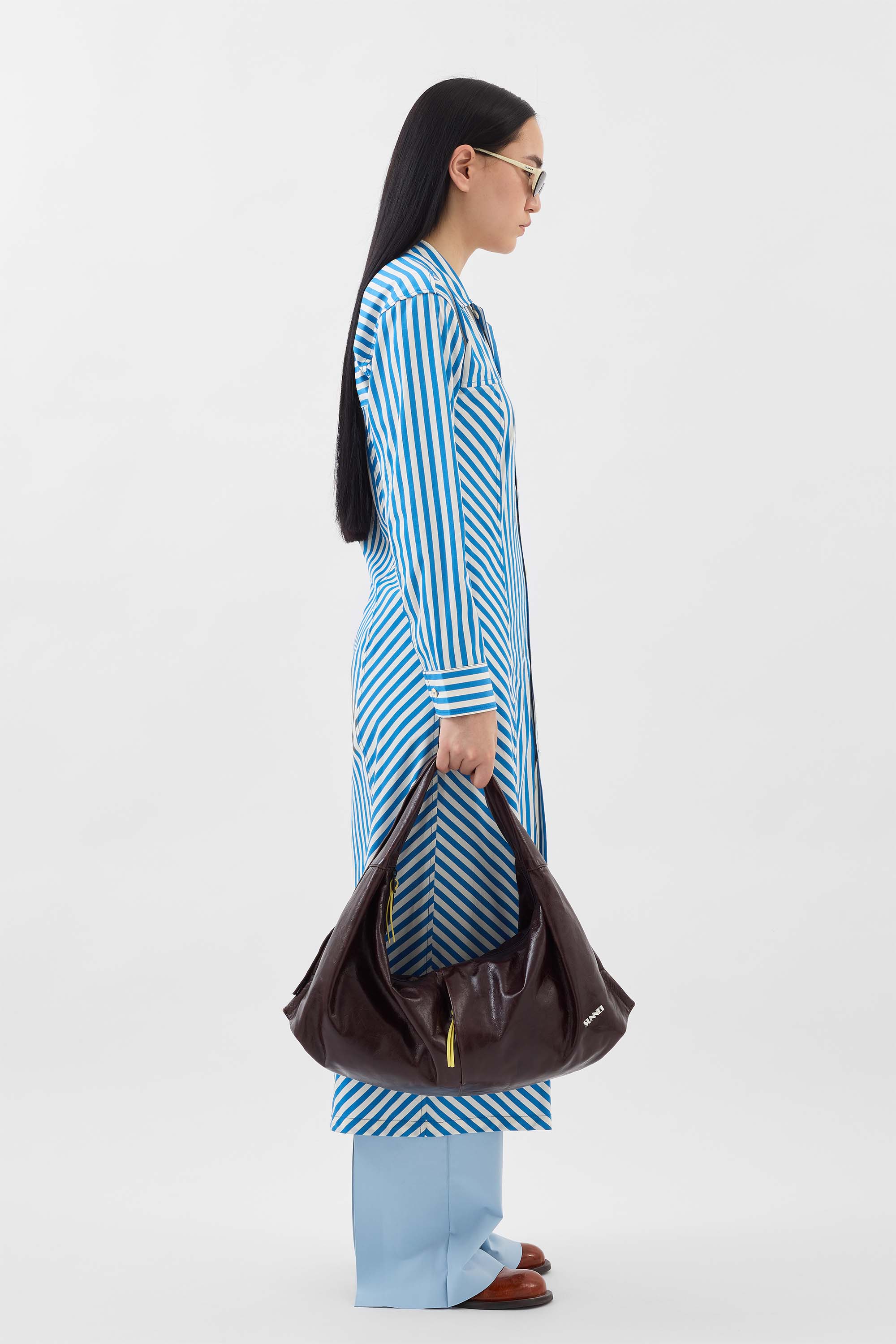 SHIRT DRESS / bluette & off white stripes - Image 6