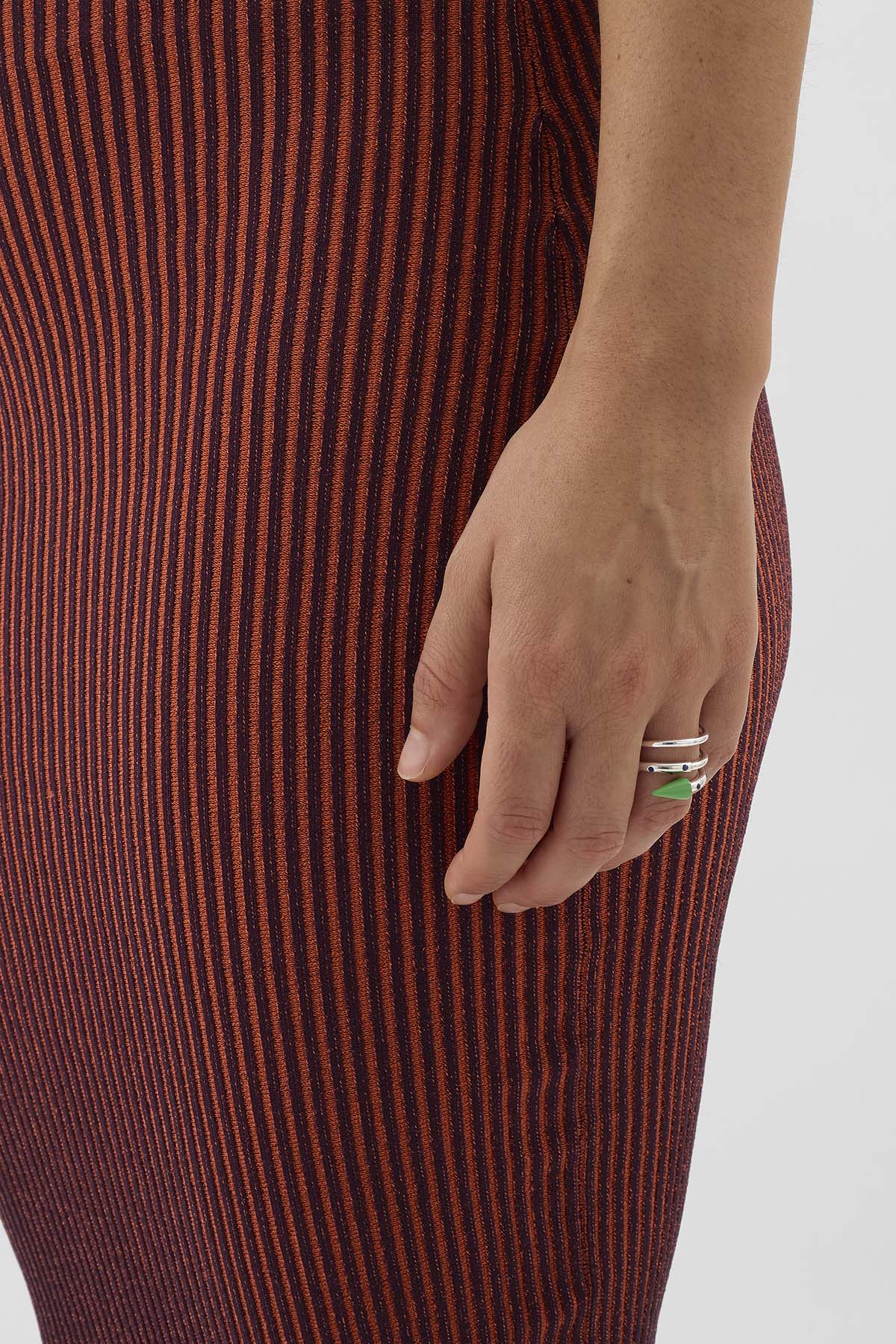 MEDIUM SPIRAL EAR-RING W/ STONES / silver / green & blue - Image 8