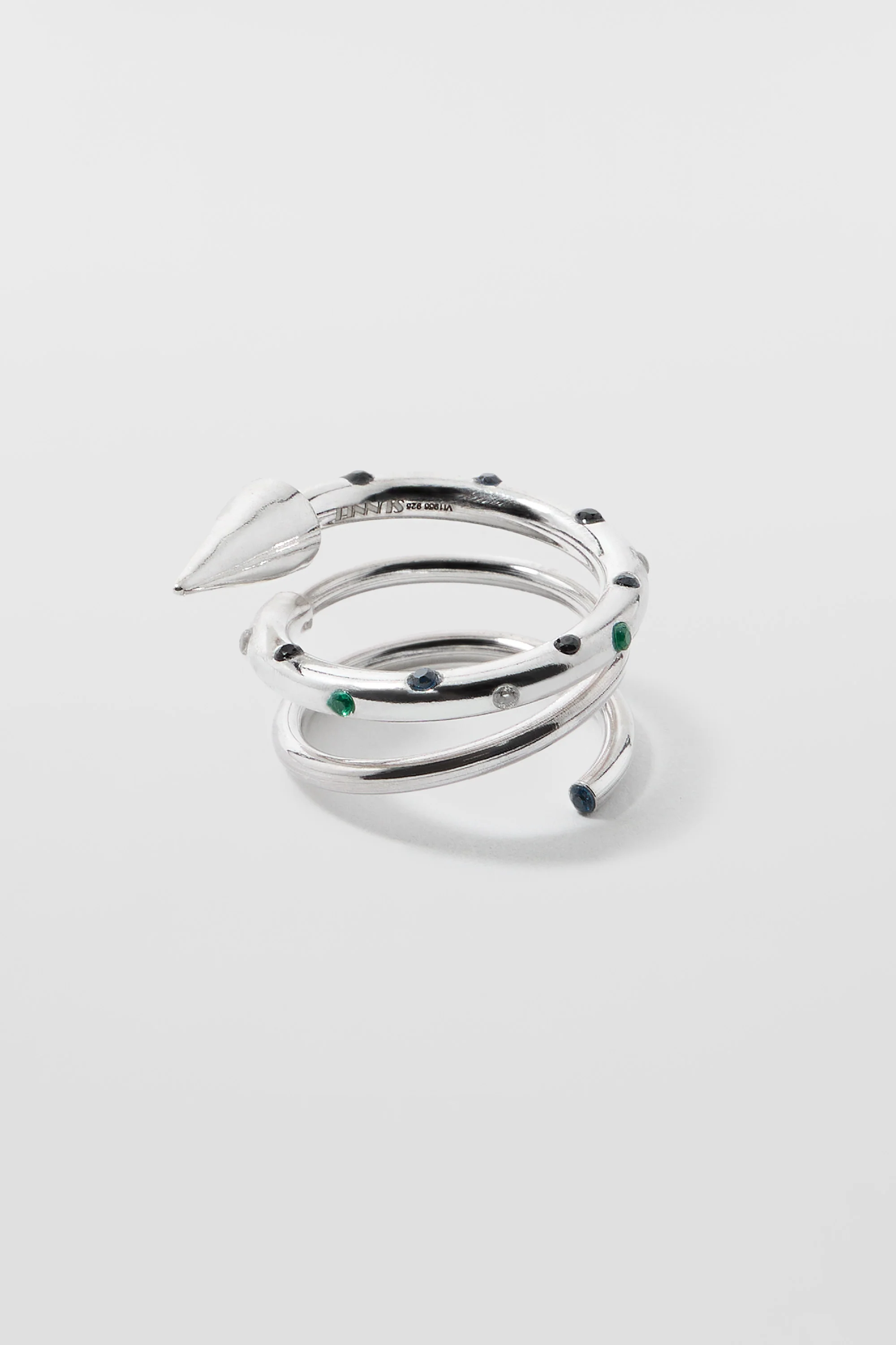 MEDIUM SPIRAL EAR-RING W/ STONES / silver / multicolor - Image 5