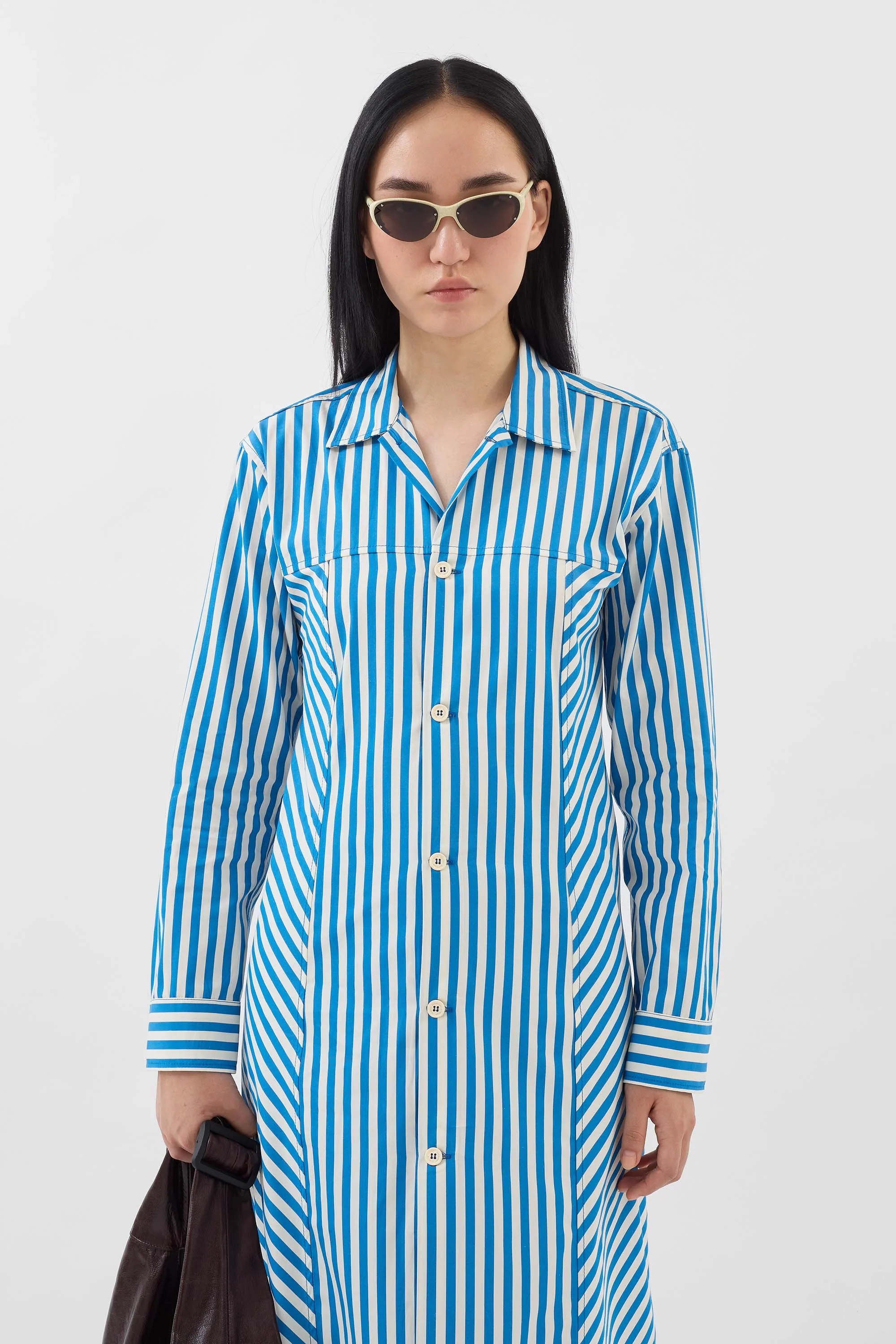 SHIRT DRESS / bluette & off white stripes - Image 7