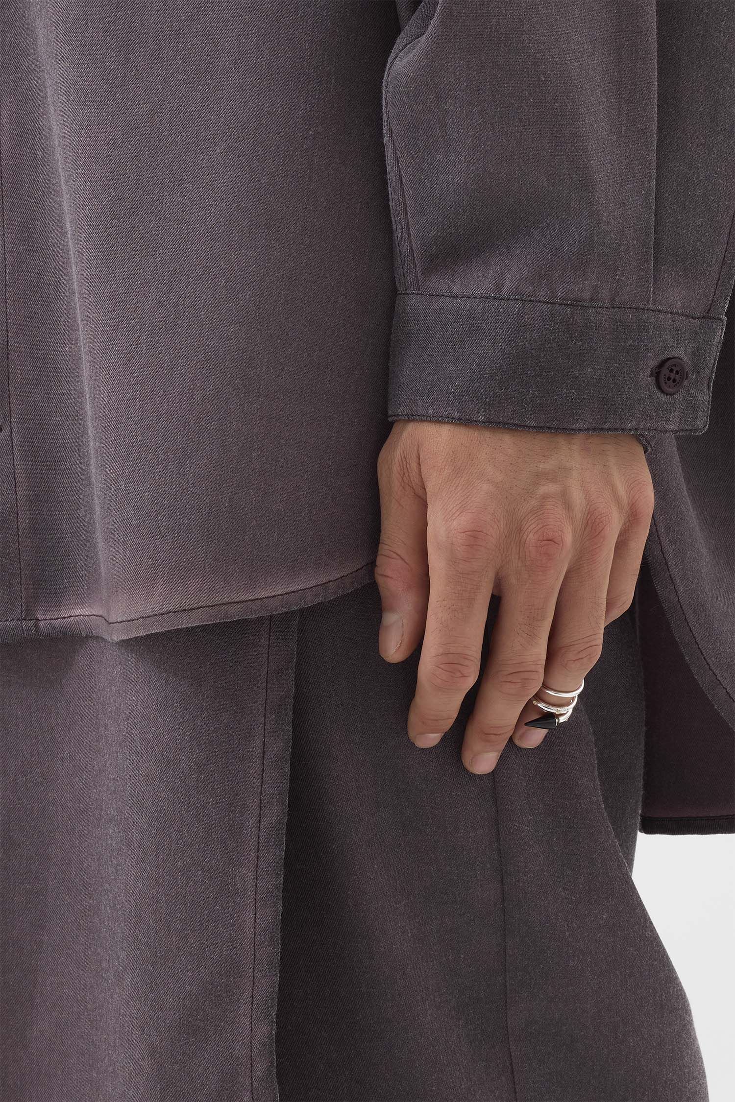 SMALL SPIRAL EAR-RING W/ STONES / silver / black - Image 7