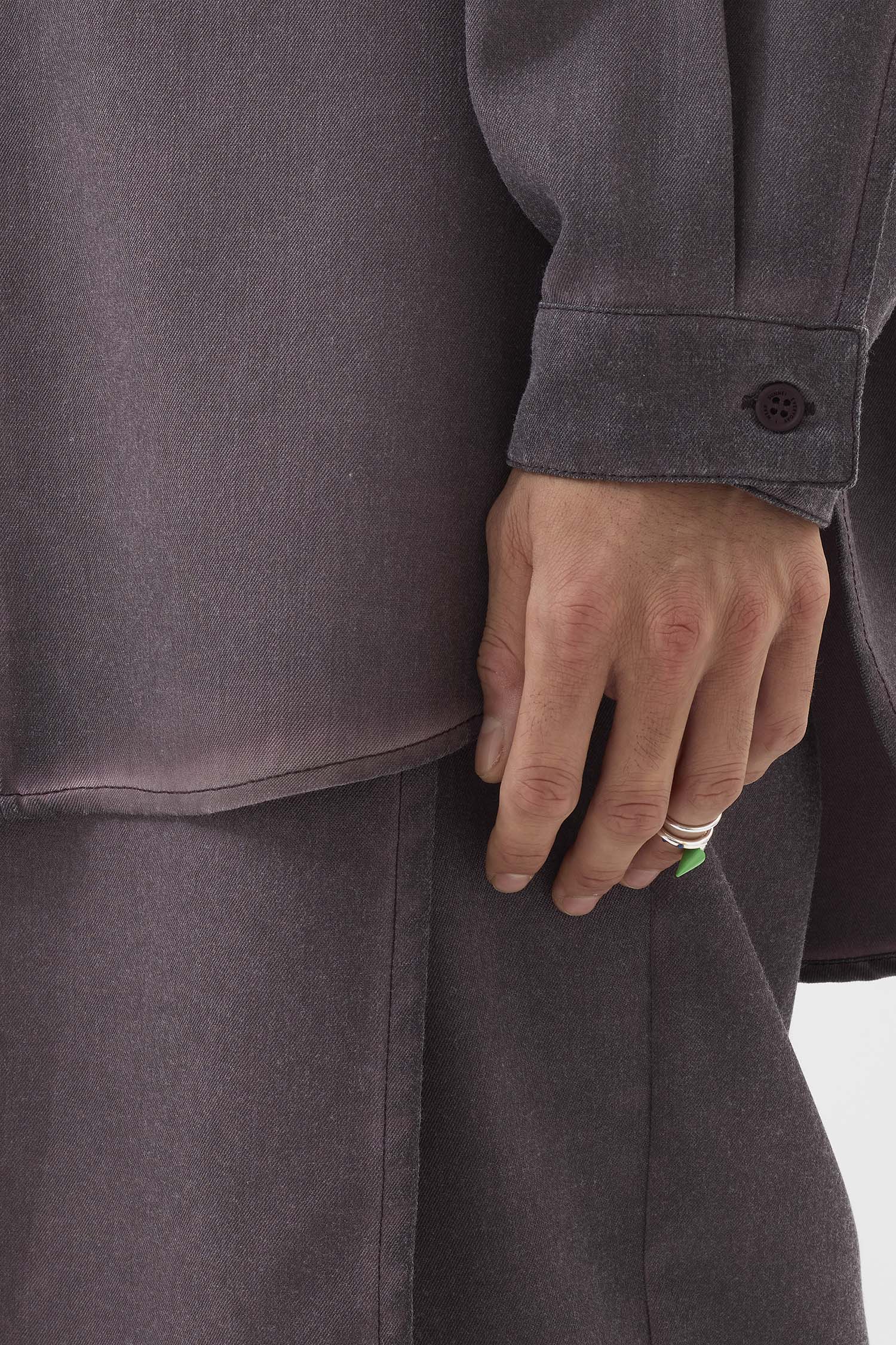 SMALL SPIRAL EAR-RING W/ STONES / silver / green & blue - Image 7