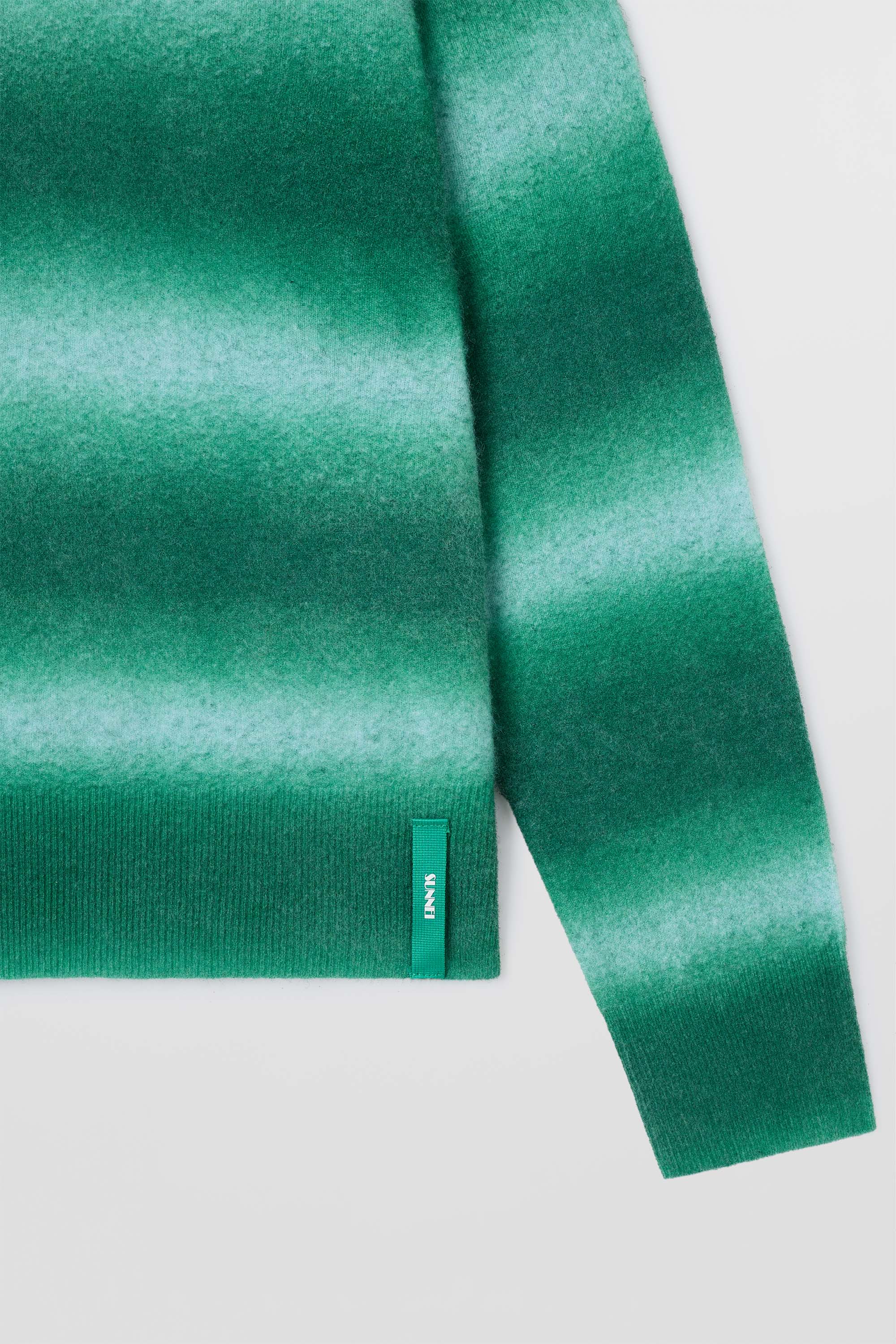 STRIPED KNIT LONGSLEEVE POLO / green & alice blue - Image 7